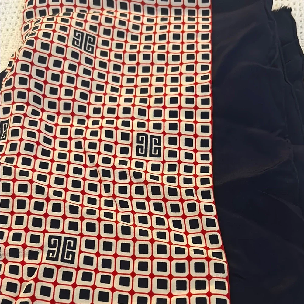 SILK Cherbourg Navy & Red Geometric Scarf French Scarf Retro Style French